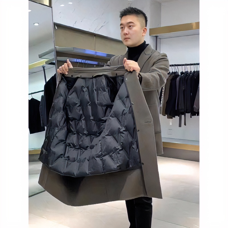 【小扬哥推荐】外套男冬季新款加绒加厚简约休闲西服中长款风衣百