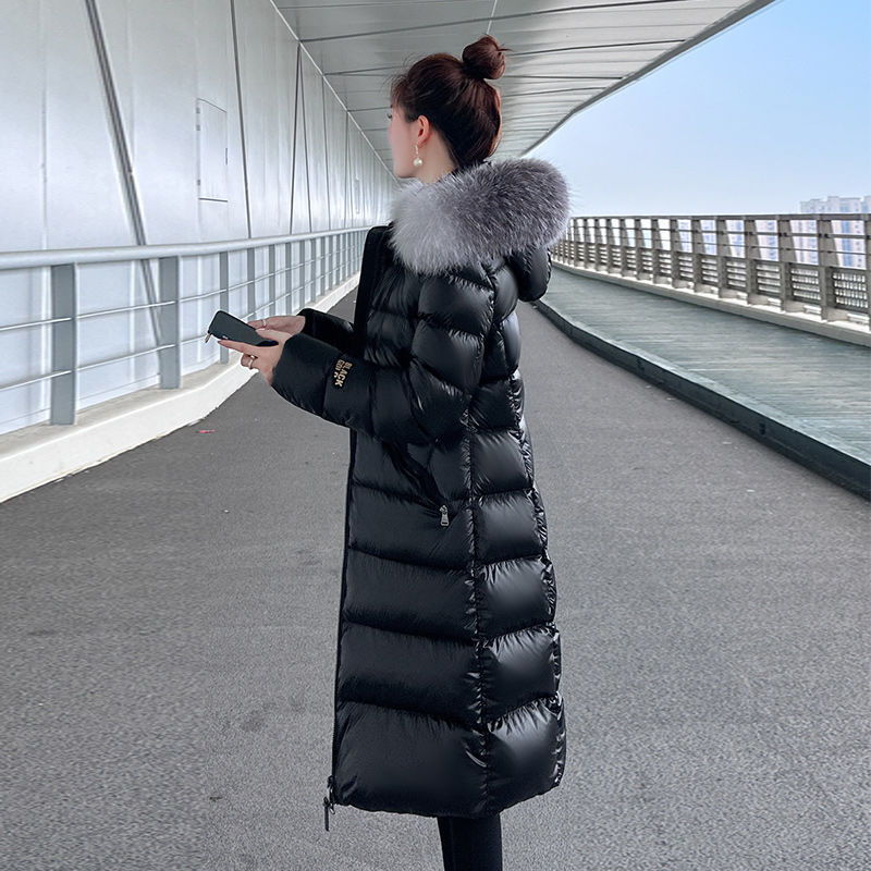 2023新款狐狸毛领羽绒服女长款修身显瘦加厚中长款羽