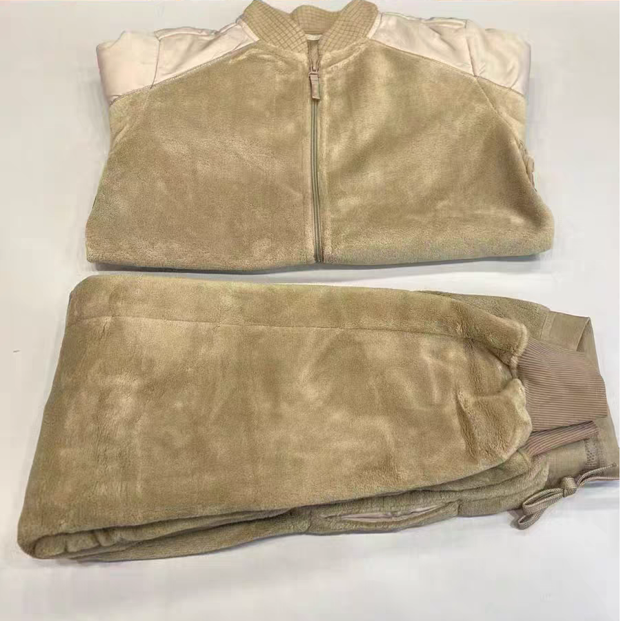 0019N探野行-土黄色绒衣裤防寒保暖绒衣套装冬季抓绒衣保暖套装