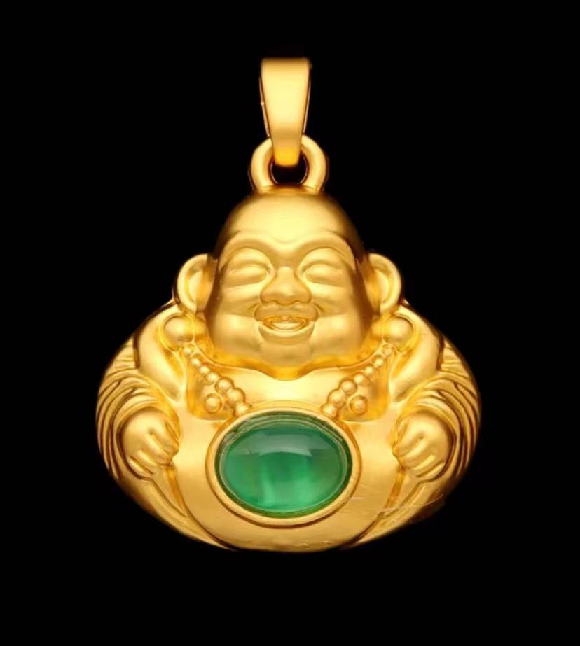 298895/天然玛瑙冰阳绿佛公时尚轻奢设计镶嵌款 一件发