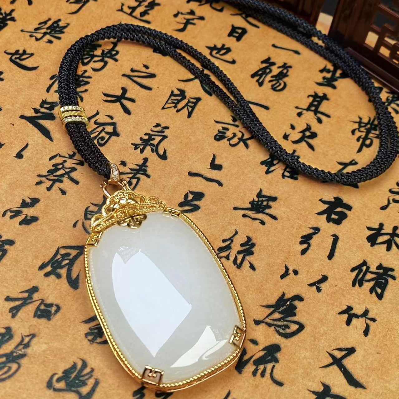 290761/天然玉石金丝玉合金镶嵌款大平安无事牌 多样性一件发