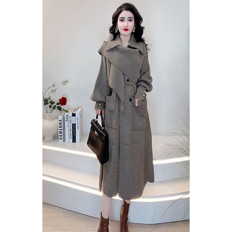 秋冬时尚轻奢高级感法式外套2024高档针织新款法式大衣885264