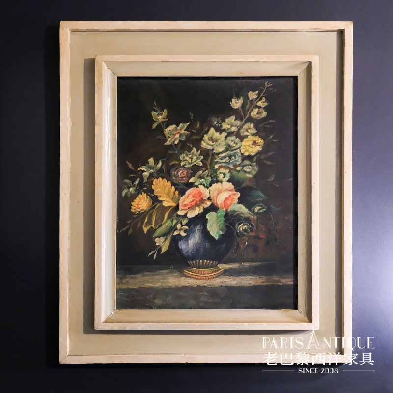 老巴黎｜西洋古董画 欧洲复古vintage带签名花卉油画