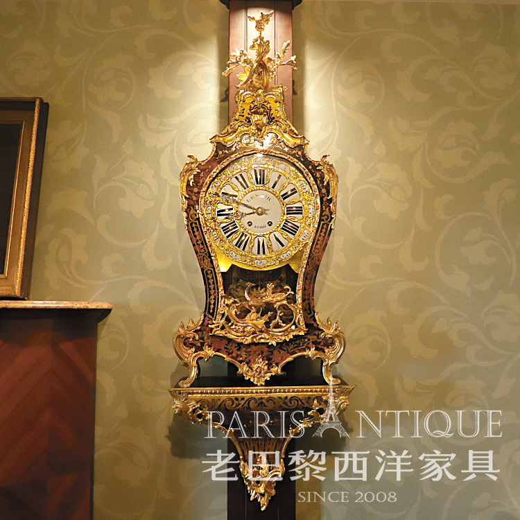 老巴黎 | 西洋古董钟表 法国中古vintage 布勒工艺 墙拖座钟