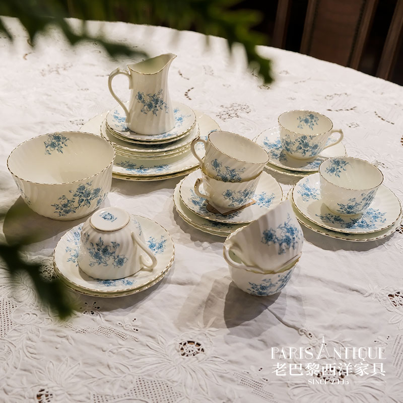 老巴黎｜西洋古董瓷器 英国复古vintage骨瓷咖啡杯套装
