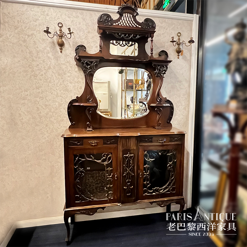 老巴黎｜西洋古董家具 英国中古玫瑰木镜面展示柜