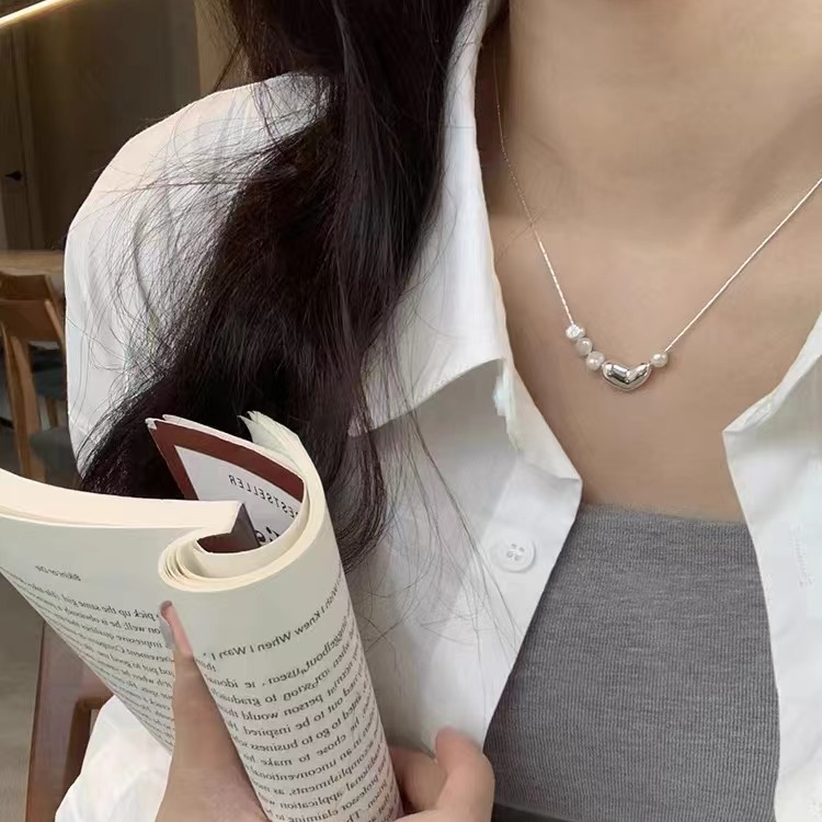 淡水珍珠爱心桃心不掉色项链气质轻奢时尚百搭法式小众简约