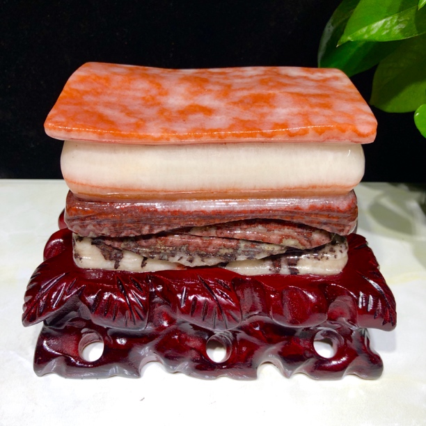 广西天然橘红色猪肉石酒柜装饰品创意摆件，规格17-8-13厘米，5.6斤