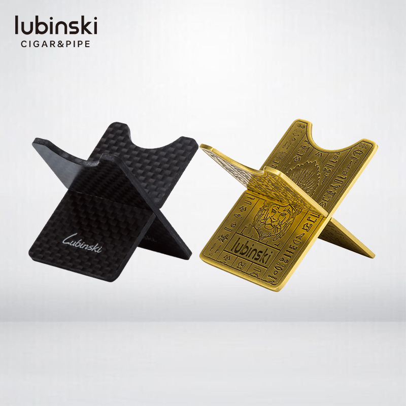 LUBINSKI鲁宾斯基雪茄支架便携式金属纯铜电镀碳纤展示雪茄烟托