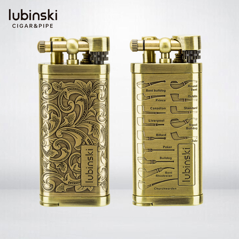 LUBINSKI鲁宾斯基烟斗打火机点火复古砂轮多功能压棒刮刀弯式火机