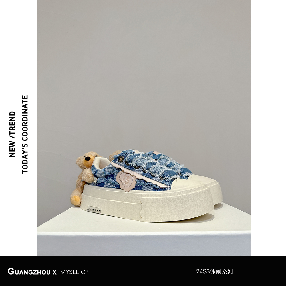 MYSEL CP 国潮趴趴熊厚底防滑休闲鞋板鞋牛仔帆布鞋 厚底增高 