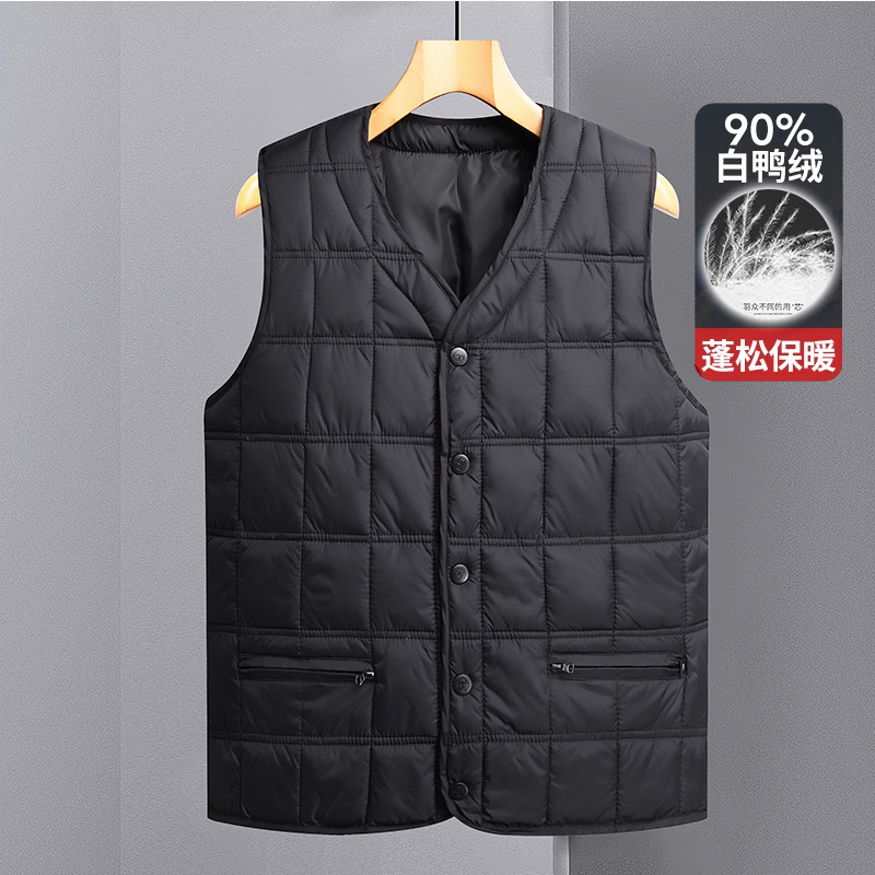 波司登冬季中老年羽绒服马甲男轻薄保暖贴身背心v领大码羽绒坎肩