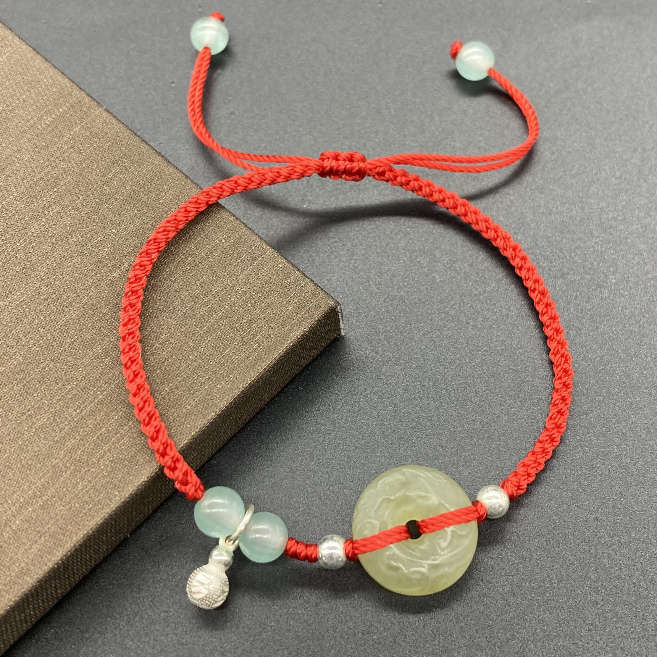 纯手工编织天然和田玉平安扣脚链男款女款简约时尚轻奢百搭礼物