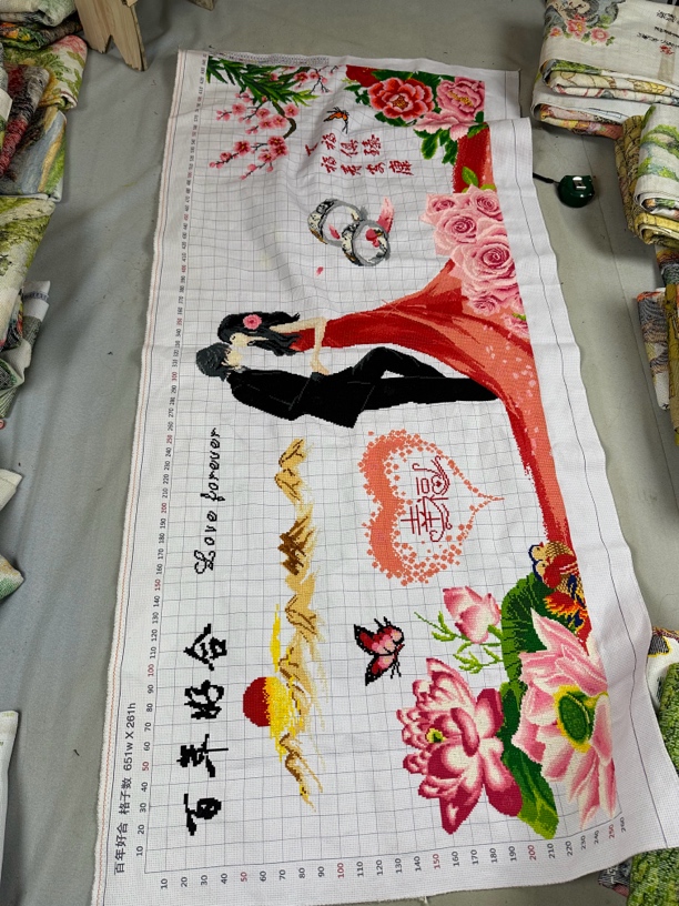 百年好合十字绣成品