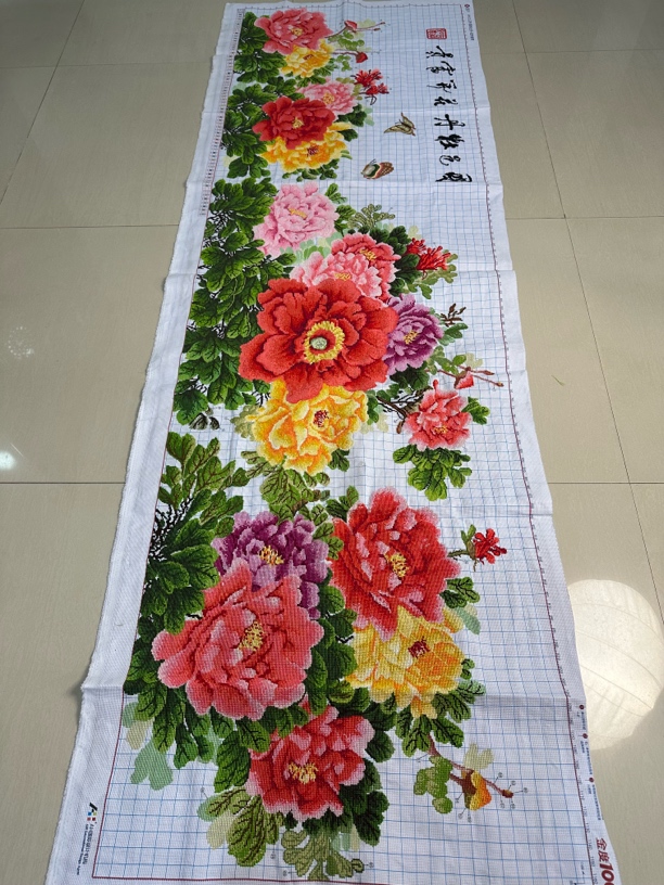 2米✖️90花开富贵国色牡丹福利十字绣成品