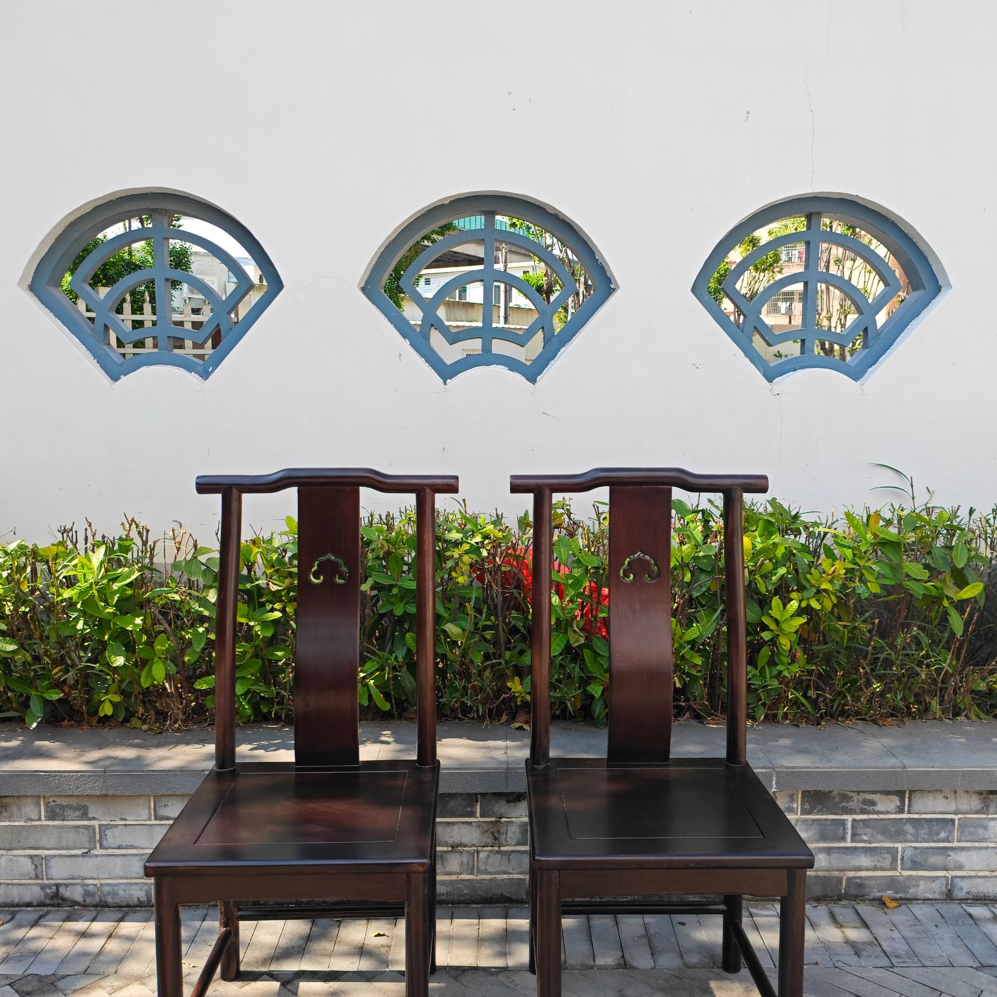 菠萝格家用餐椅牛角椅圆桌餐椅新中式全实木餐厅椅