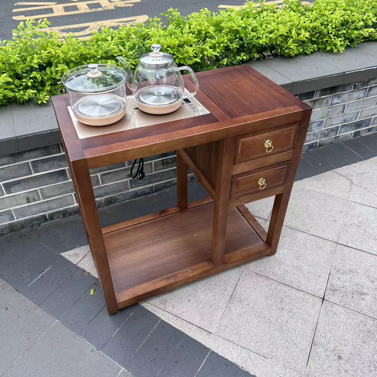 【嘉鸿兴家居】新中式开孔茶水柜湿泡茶台客厅茶室小边几