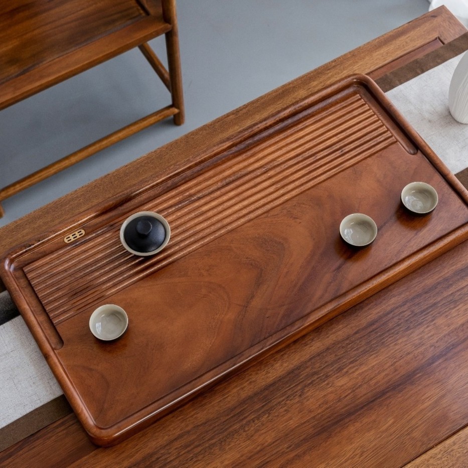 【嘉鸿兴家居】胡桃木独板茶盘实木茶台家用新中式长方形托盘