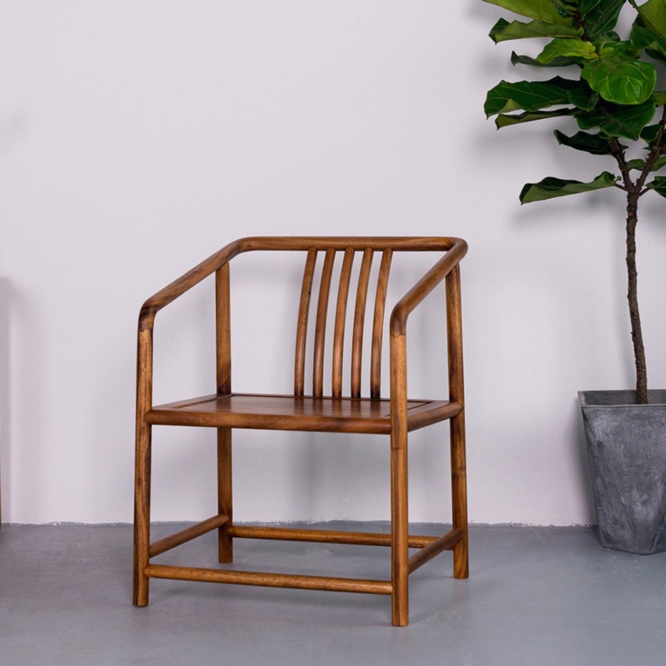 【嘉鸿兴家居】实木禅椅新中式梳条主人椅茶椅实木客椅休闲椅打坐椅