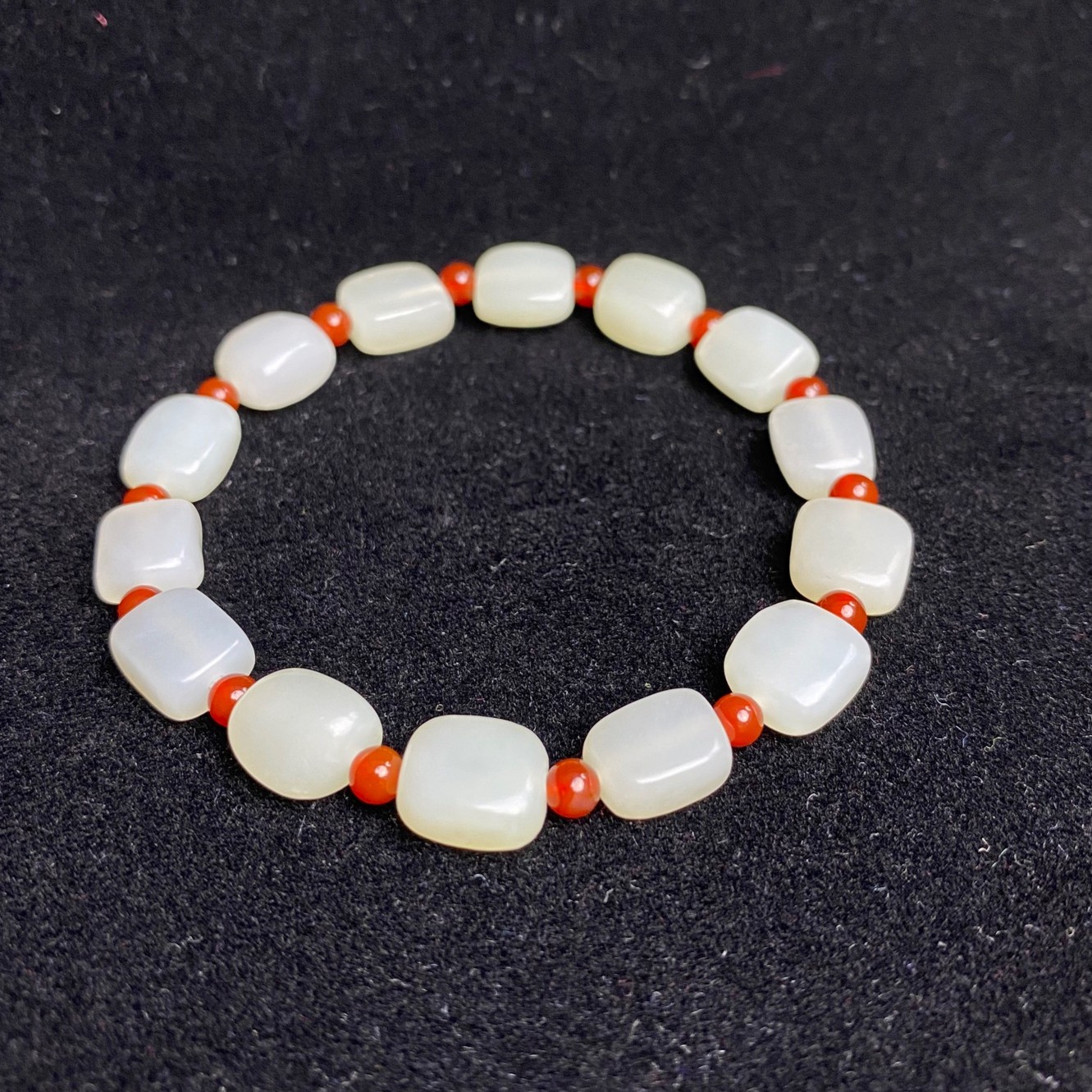 和田玉手串单圈百搭时尚轻奢气质白色简约