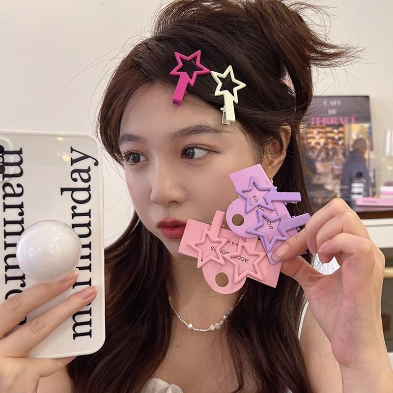 甜辣妹少女五角星多巴胺侧边碎发可爱鸭嘴夹