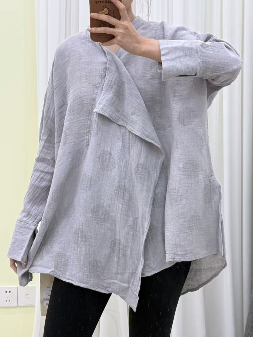 【云目悠悠】秋季时尚休闲百搭设计感女士衬衫20241194-D113