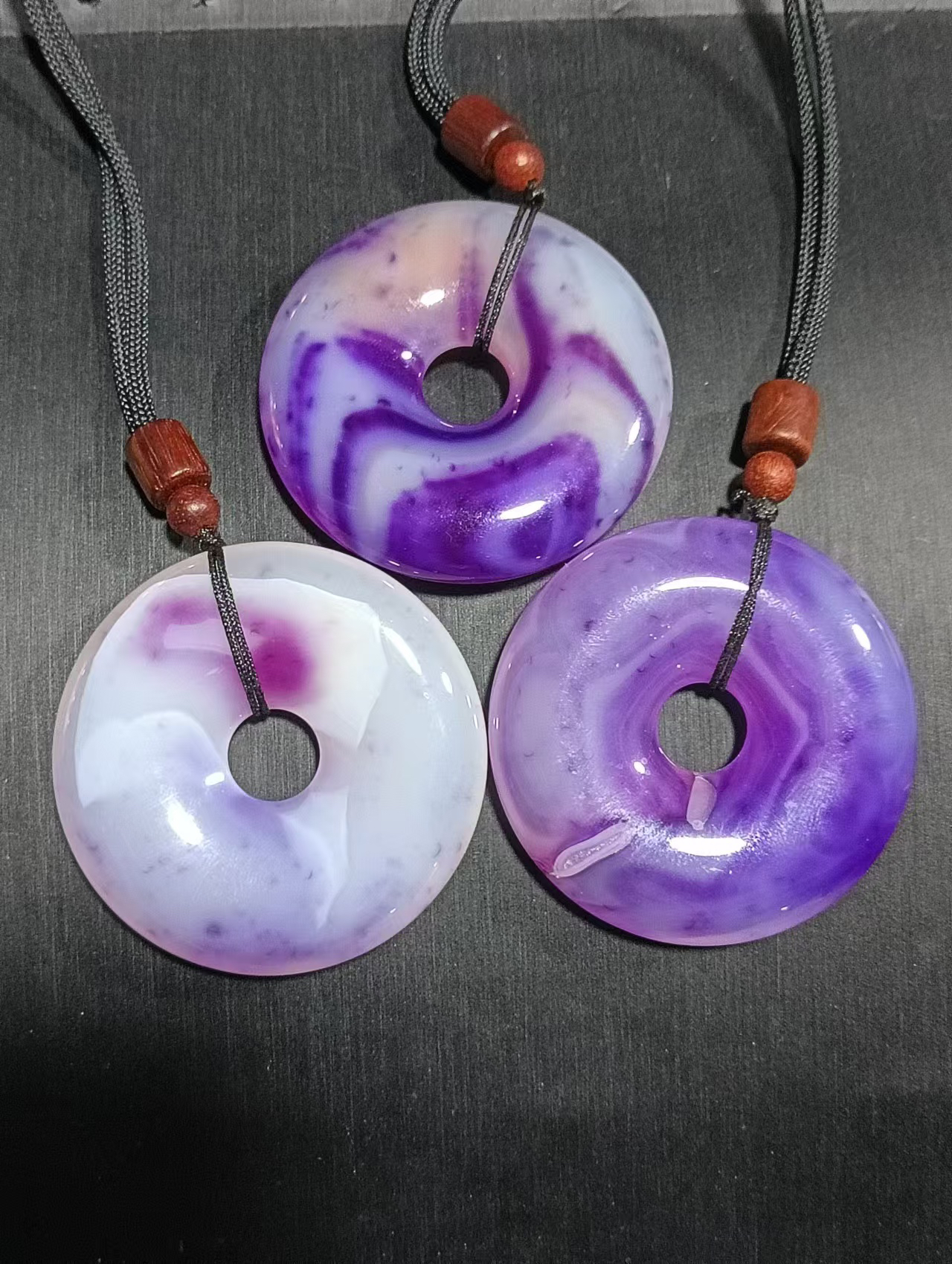 紫色玛瑙多样化发一个平安扣J177