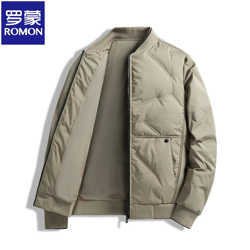 Romon/罗蒙时尚保暖中老年棉服加厚商务羽绒服防风棒球领轻薄外套