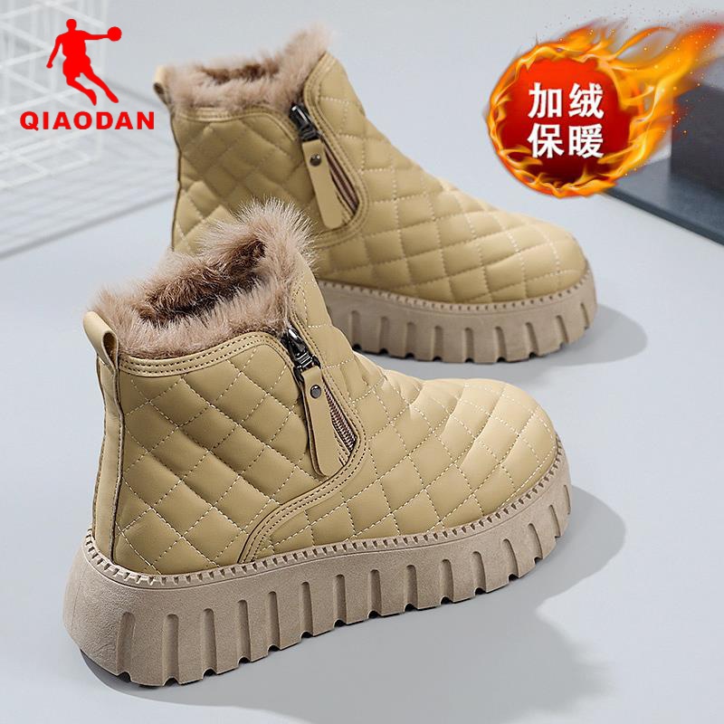 乔丹断码雪地靴女2023新款秋冬季加绒加厚保暖厚底内增高百搭网红