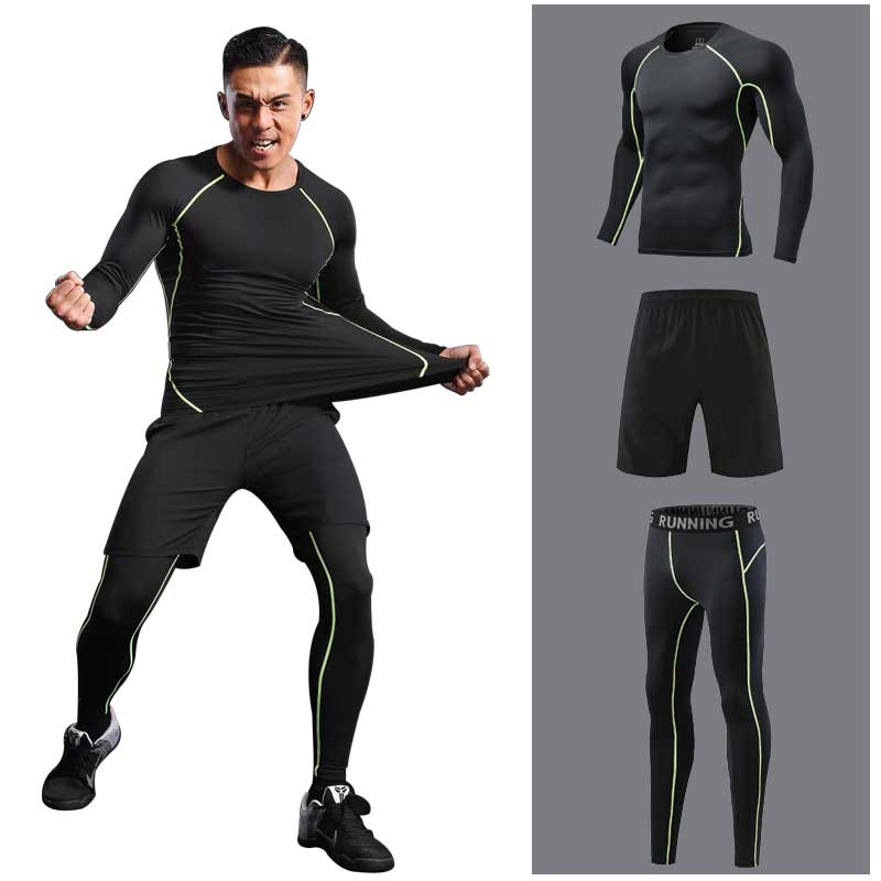 番狮成人秋冬新款运动套装跑步速干篮球足球训练服晨跑高弹紧身衣