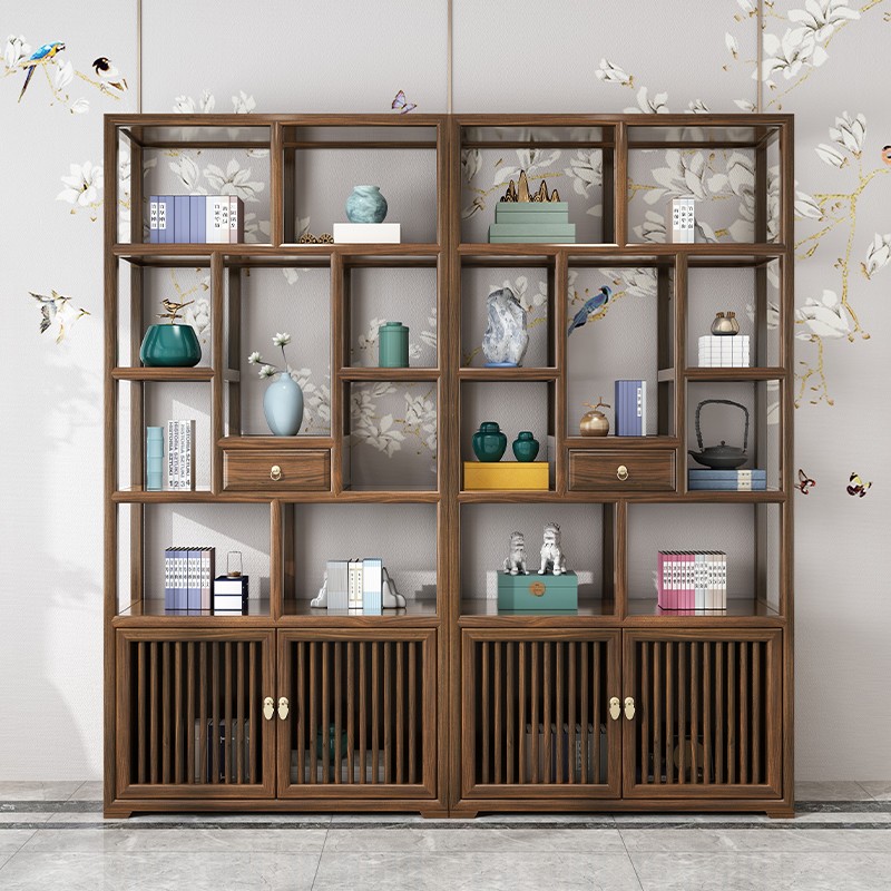 整点新中式实木博古架茶室茶桌茶台多宝阁茶叶架置物架隔断展示柜