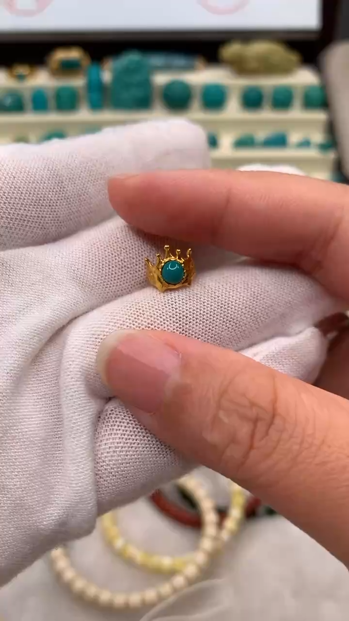 【闪购商品】绿松石珠宝奇石18K金镶嵌绿松石
