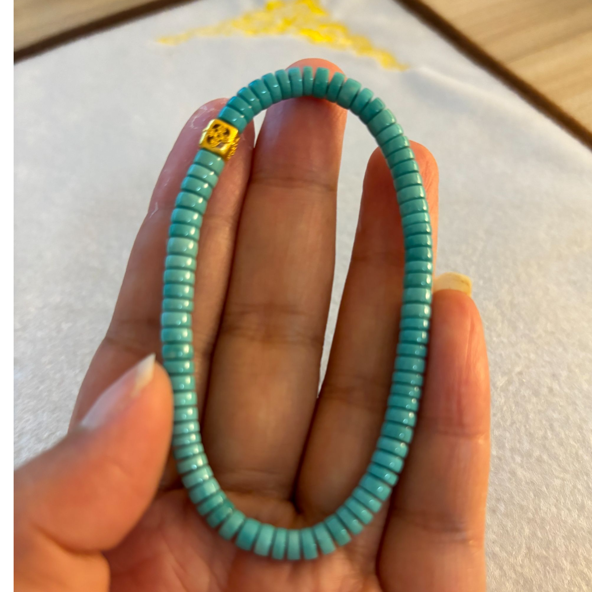 鱼悦珠宝天然原矿绿松石精品直切单圈