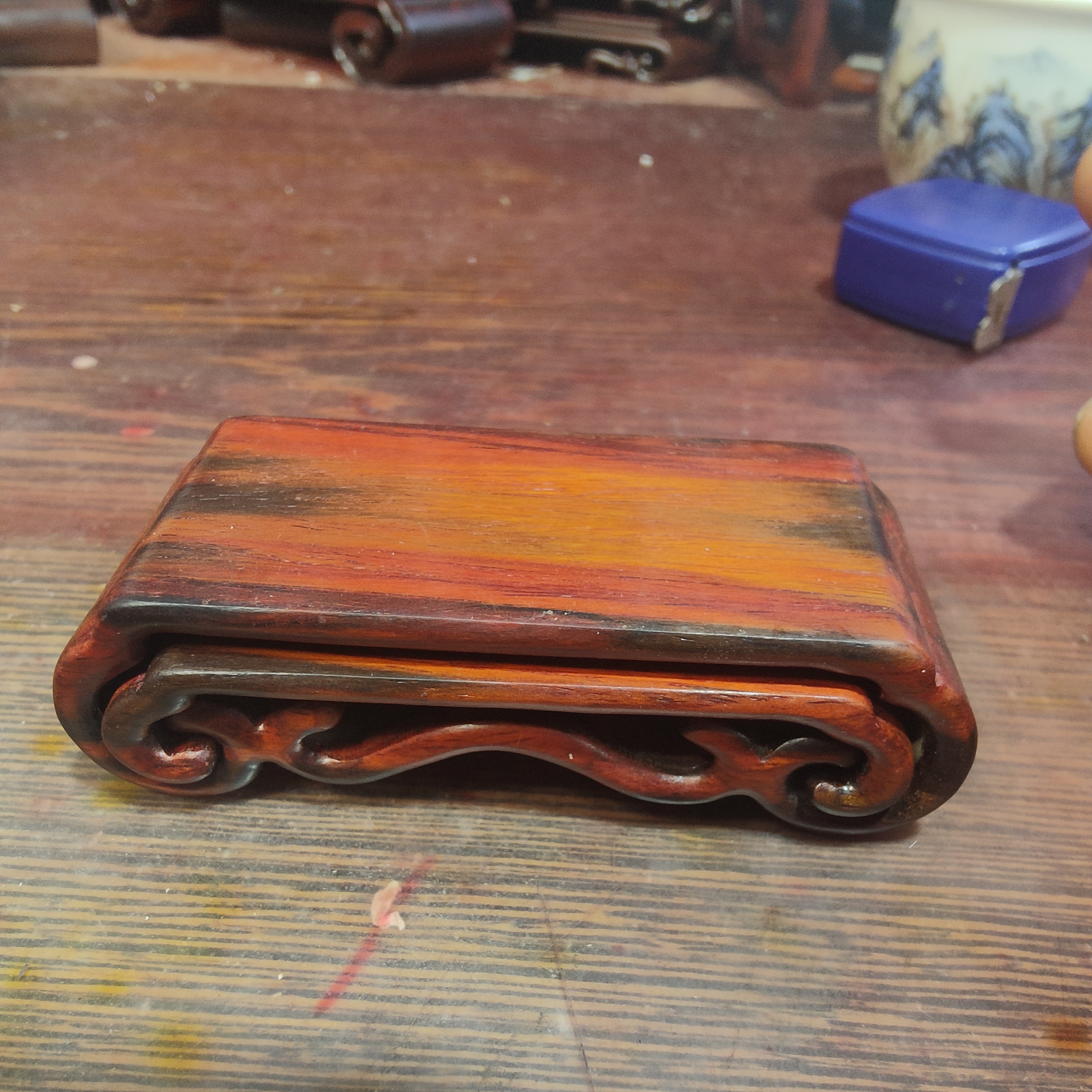 雕刻工艺品摆件底座实木印章玉石头底座小书卷几底座木托