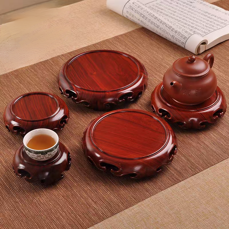 实木原木紫砂壶盆景花瓶瓷器古玩工艺品木雕玉器石头实木圆形底座