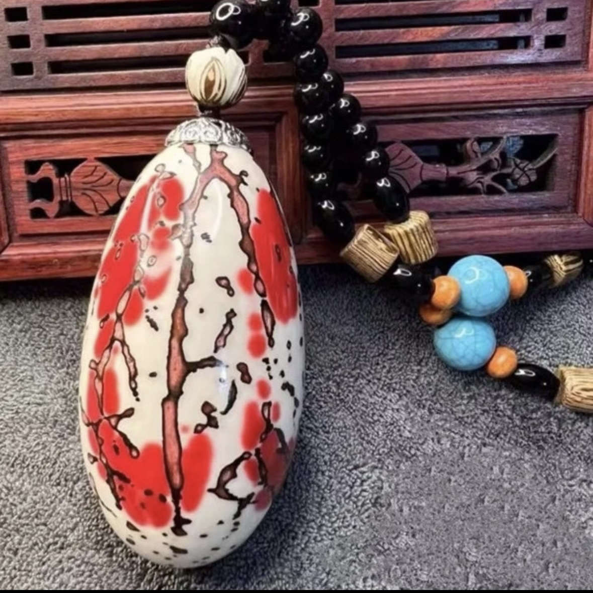 菩提大果踏雪寻梅手把件现开