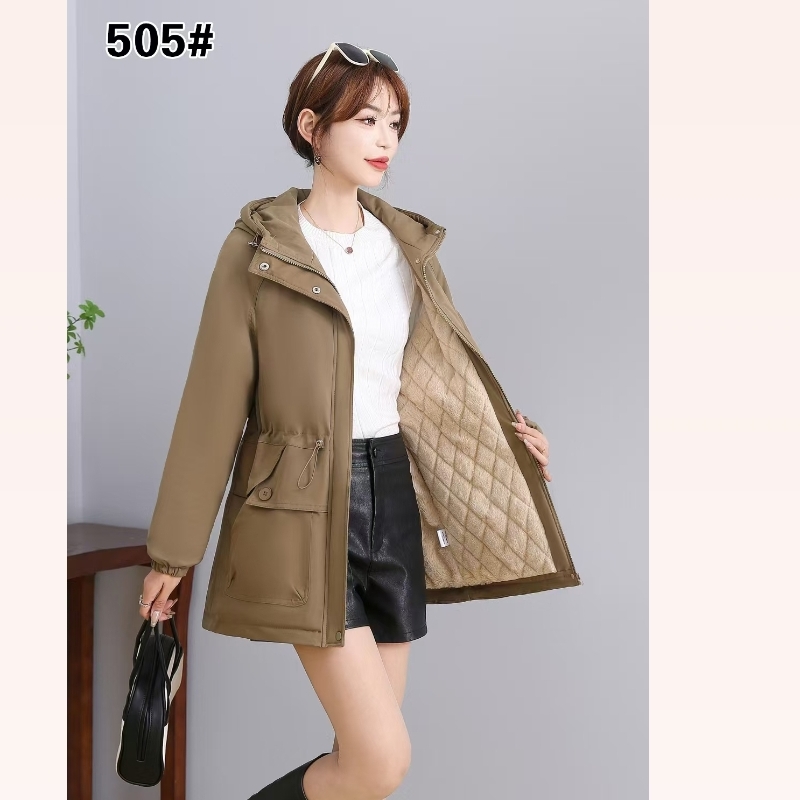 简约宽松休闲款加绒连帽派克服棉服