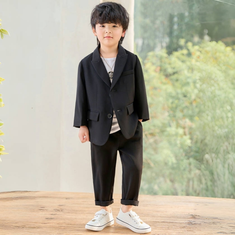 儿童西装男童花童春秋款主持人礼服帅气炸街男孩休闲小西服套装潮