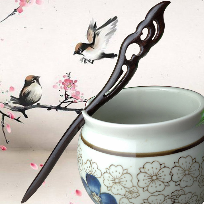 天然黑檀发簪子简约日常百搭簪子古风道家新中式盘发木簪盘发簪子