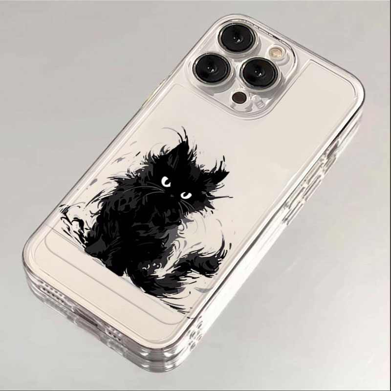 凝视黑猫iPhone15苹果手机壳P60华为mate小米vivo红米oppo全包ins
