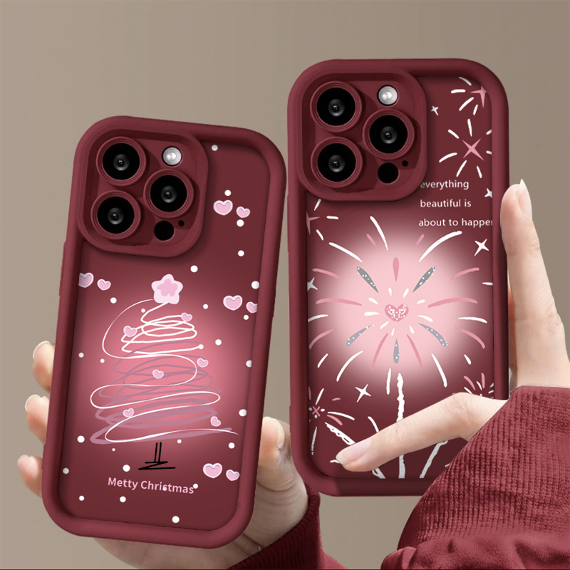 ins粉晕圣诞树适用iphone15苹果14pro手机壳13p防摔硅胶全包12女