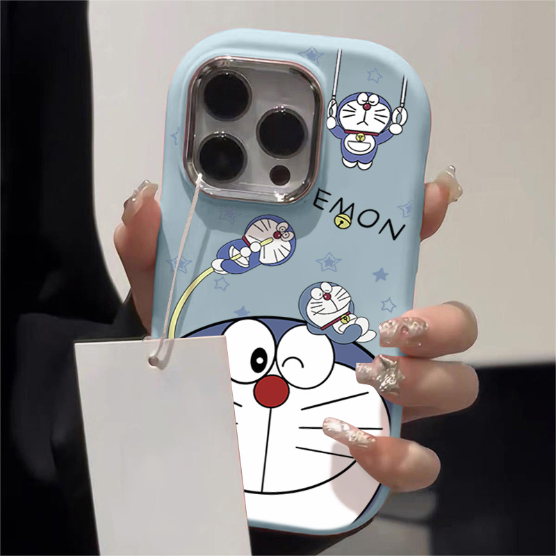 可爱叮当猫肤感马卡龙适用苹果15手机壳iphone13/14promax新款12