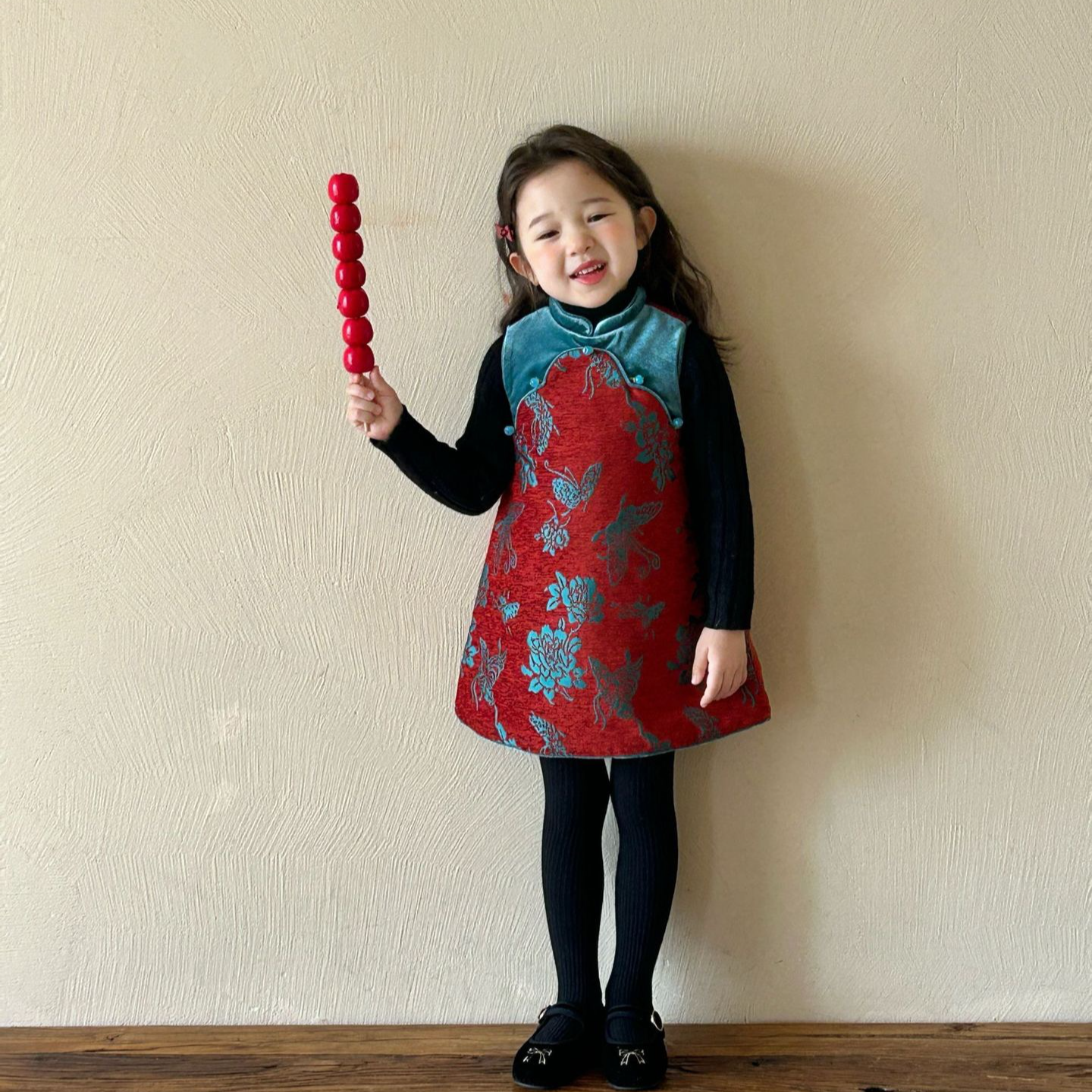 女童冬季新中式裙子2024女童新款唐装