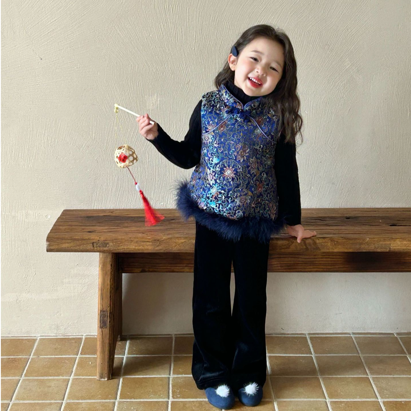 女童新年新中式衣服女宝冬季唐装新年衣服