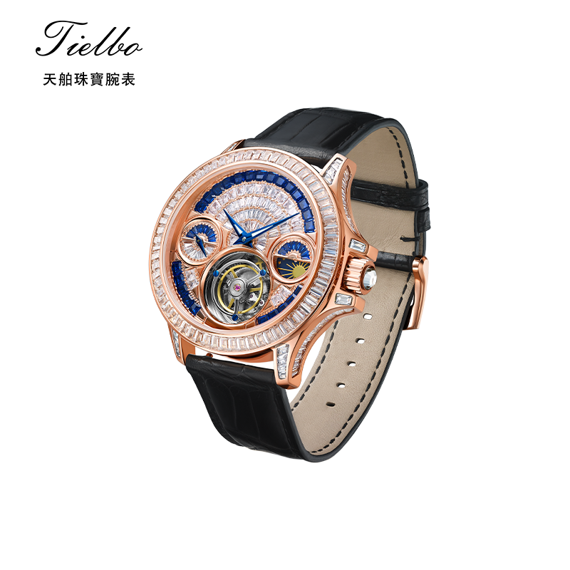 Tielbo/天舶806全自动陀飞轮男士机械腕表轻奢潮流镶嵌