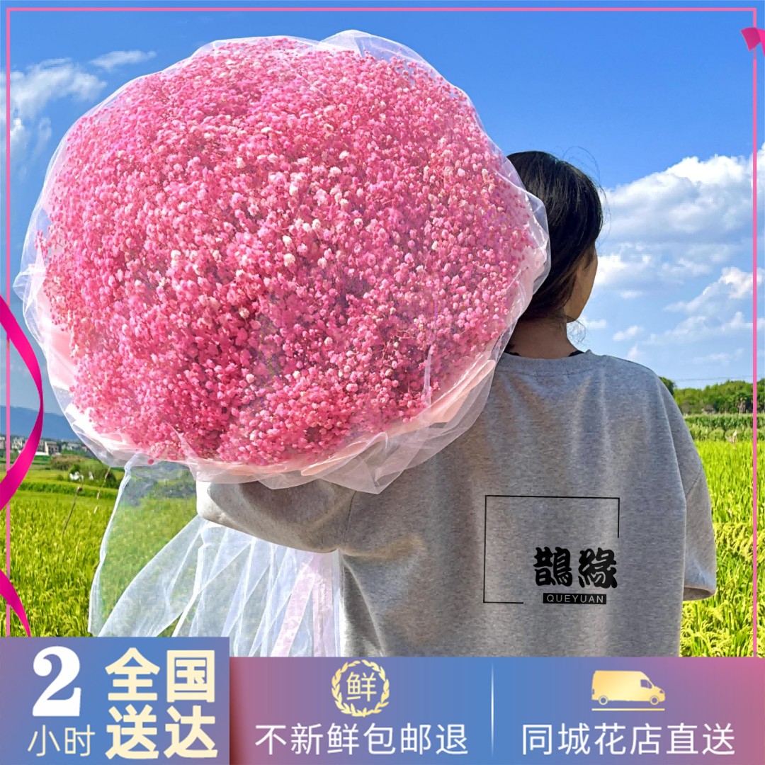 真花超大束满天星花束毕业鲜花速递送闺蜜老婆女友生日七夕情人节