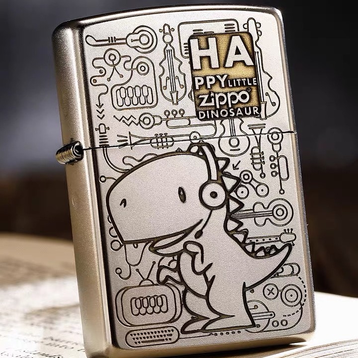 ZIPPO/之宝打火机正品深雕音乐恐龙官方防风男士爱情告白DYH1X1