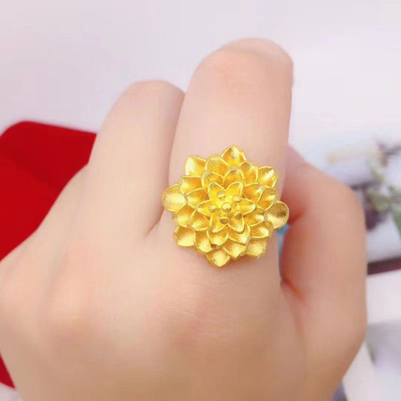 铜合金戒指 新款牡丹花戒指可调节戒指女款送妈妈端午节礼物