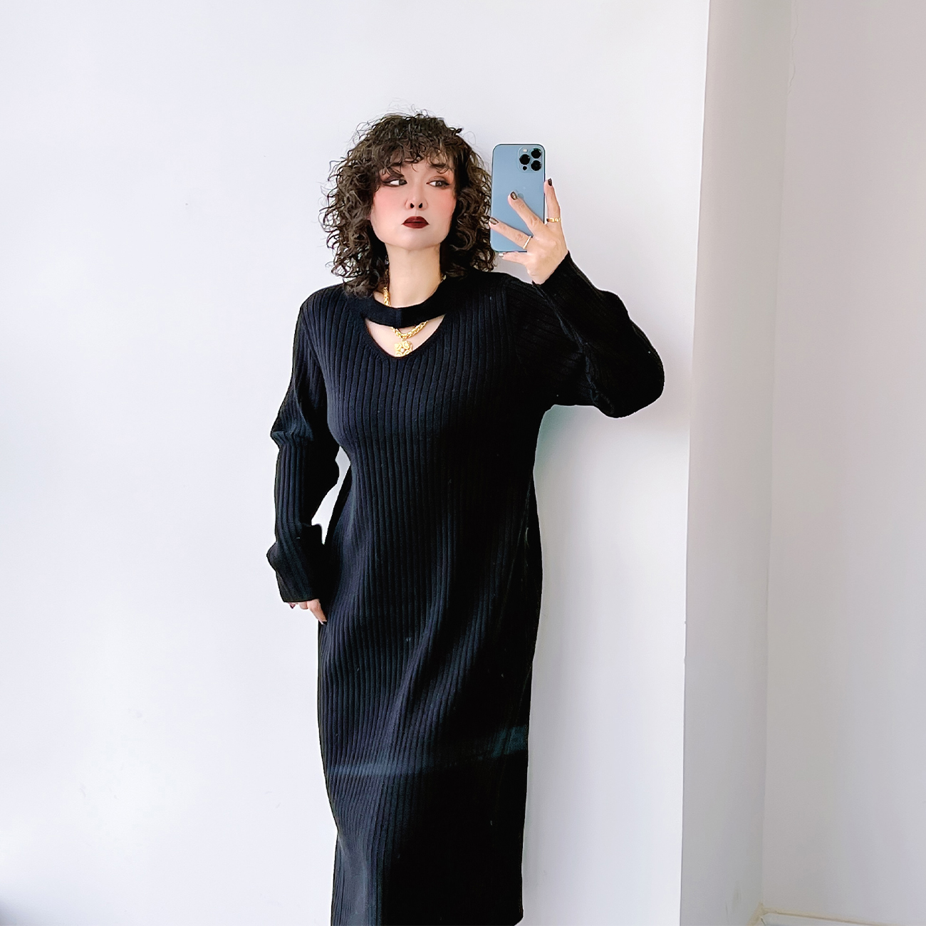 大码女装高级感超好看连衣裙200斤胖mm裙子秋冬女长款打底针织裙