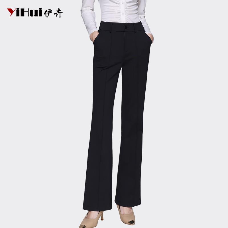 YIHUI伊卉欧洲站高腰微喇裤弹力显瘦显高垂感西装裤气质KH231305